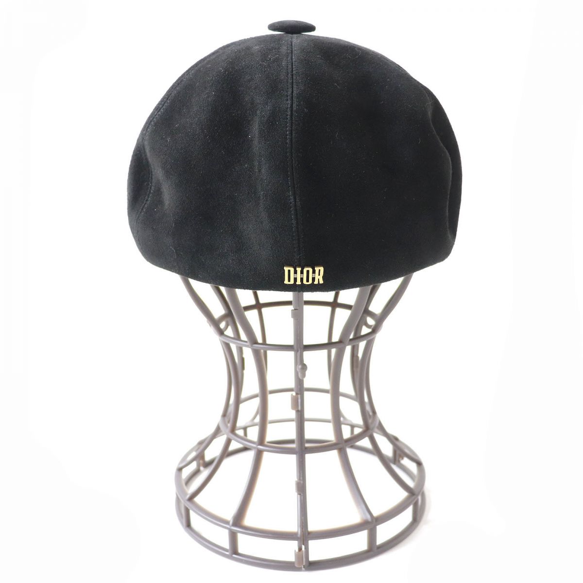 Christian Dior Goatskin Newsboy Cap Hat Black