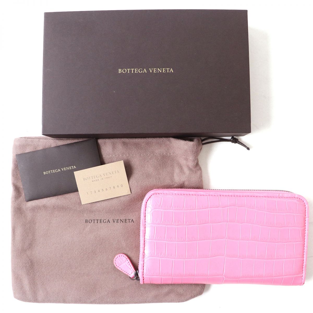 Bottega Veneta Crocodile Leather Zip Around Wallet