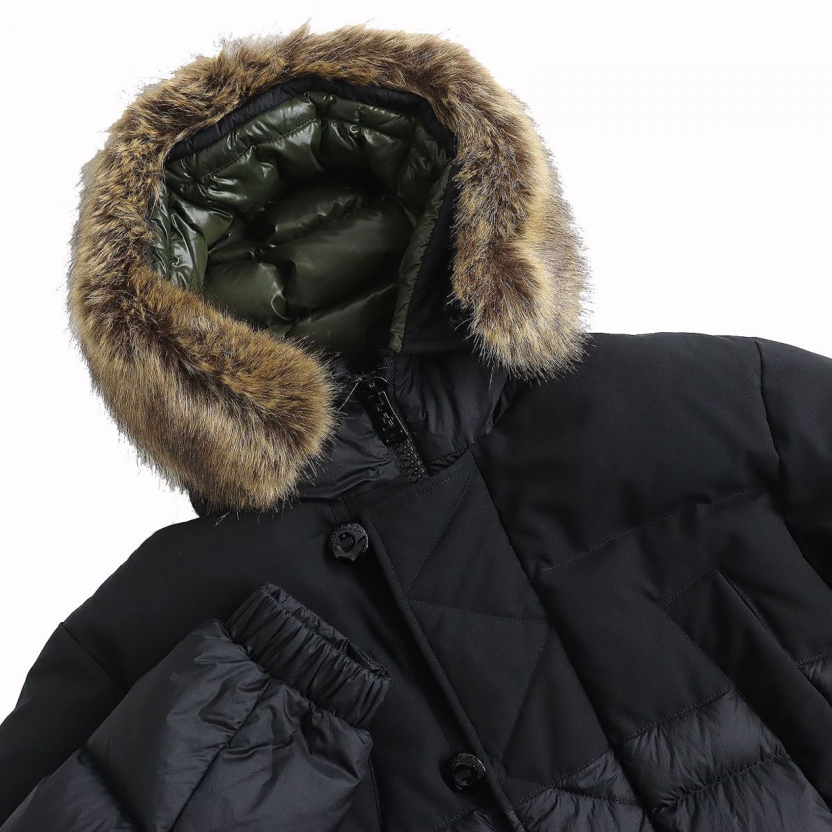 MONCLER SABLETTES Faux Fur Hooded Down Coat Men