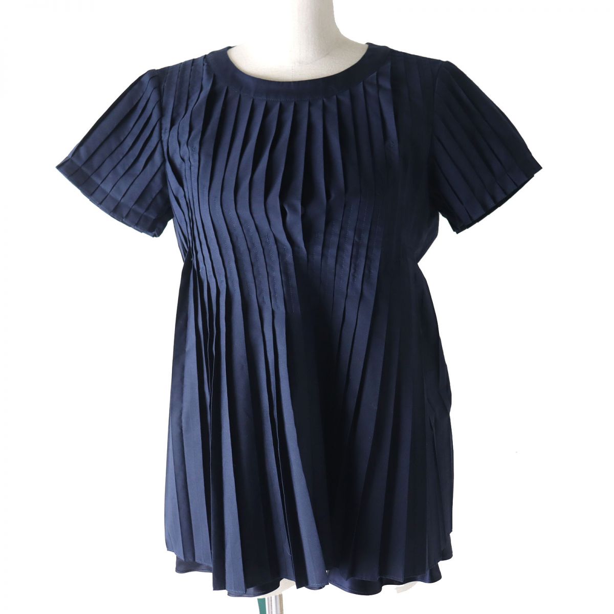 sacai Lace Pleated Blouse Navy