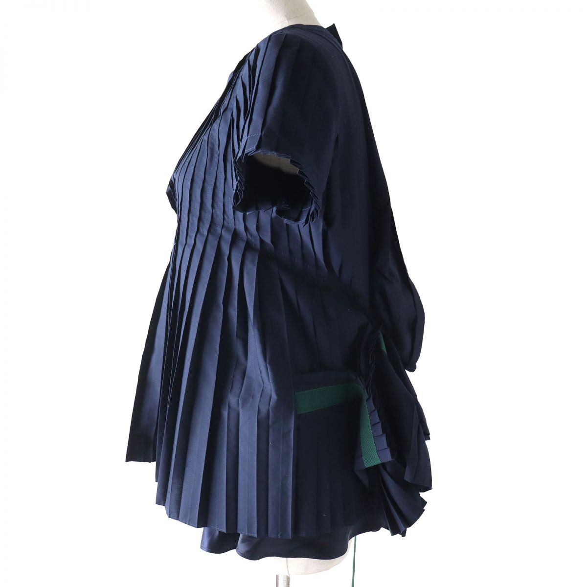 sacai Lace Pleated Blouse Navy