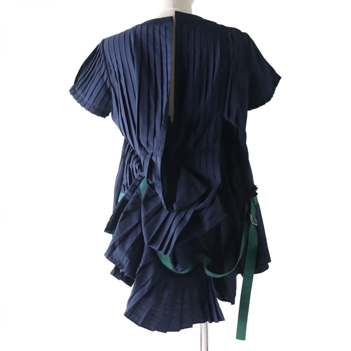 sacai Lace Pleated Blouse Navy