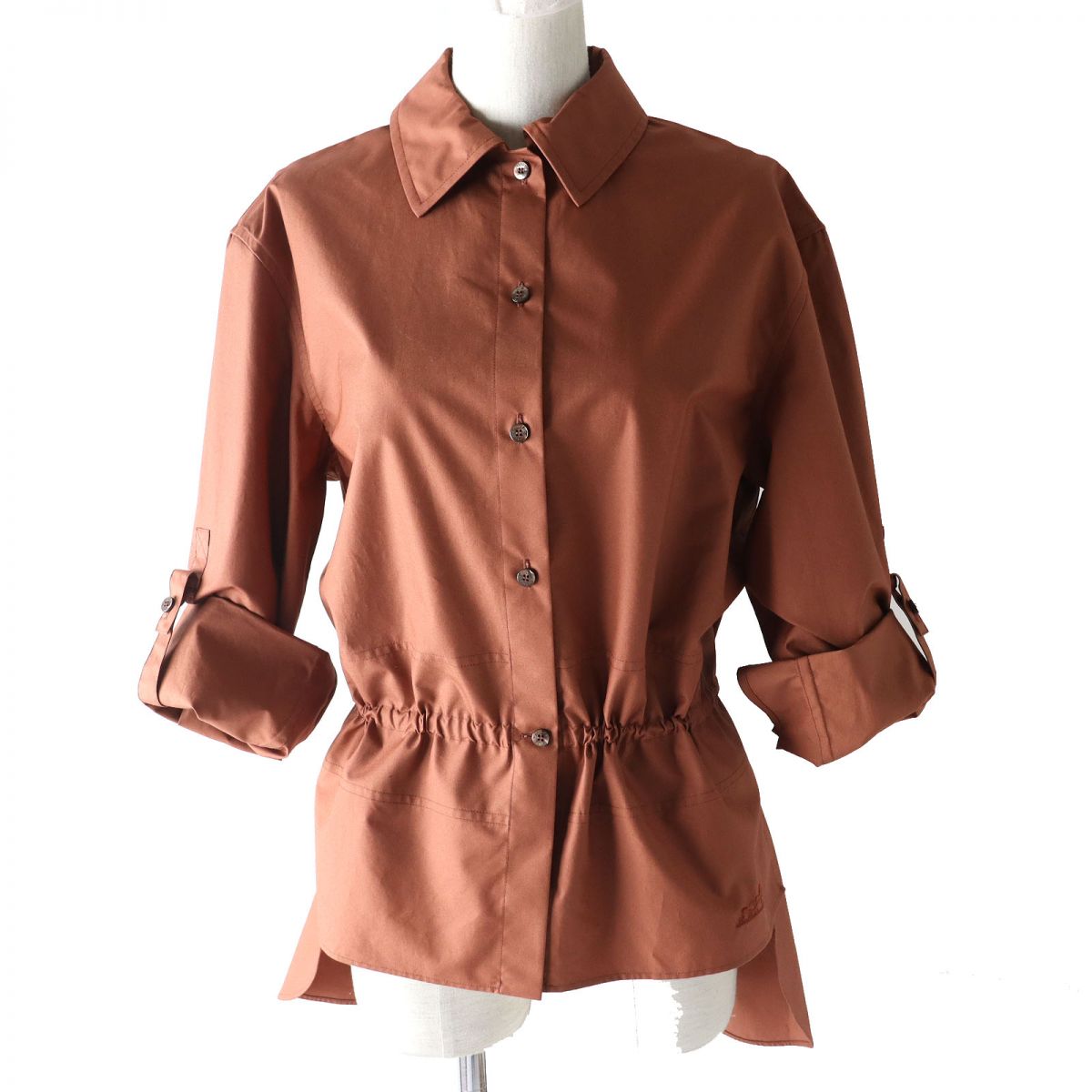 Hermes Caleche Waist Drawstring Shirt Brown