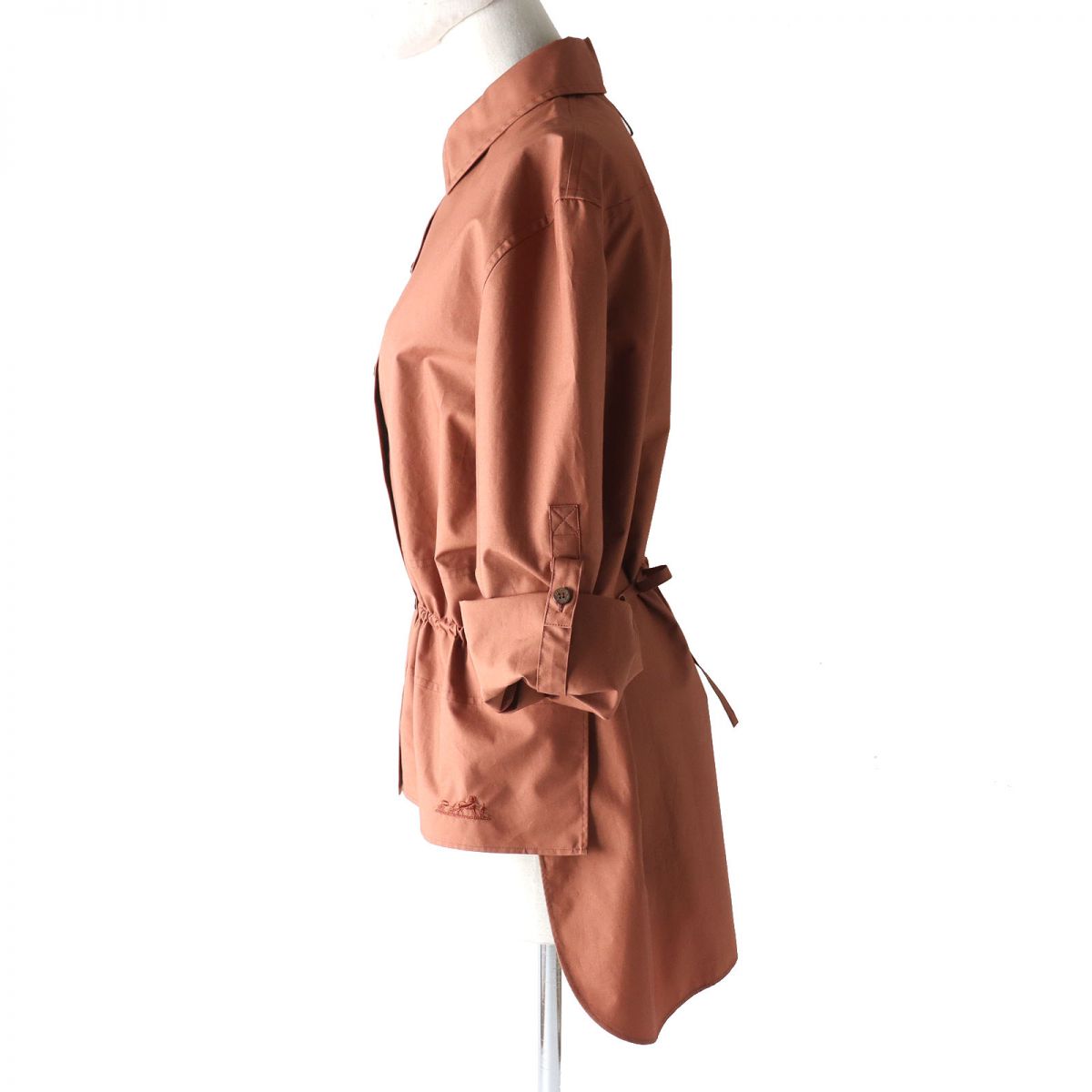 Hermes Caleche Waist Drawstring Shirt Brown