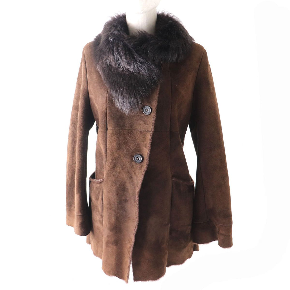 Owen Barry Women's Shearling Coat, Dark Brown