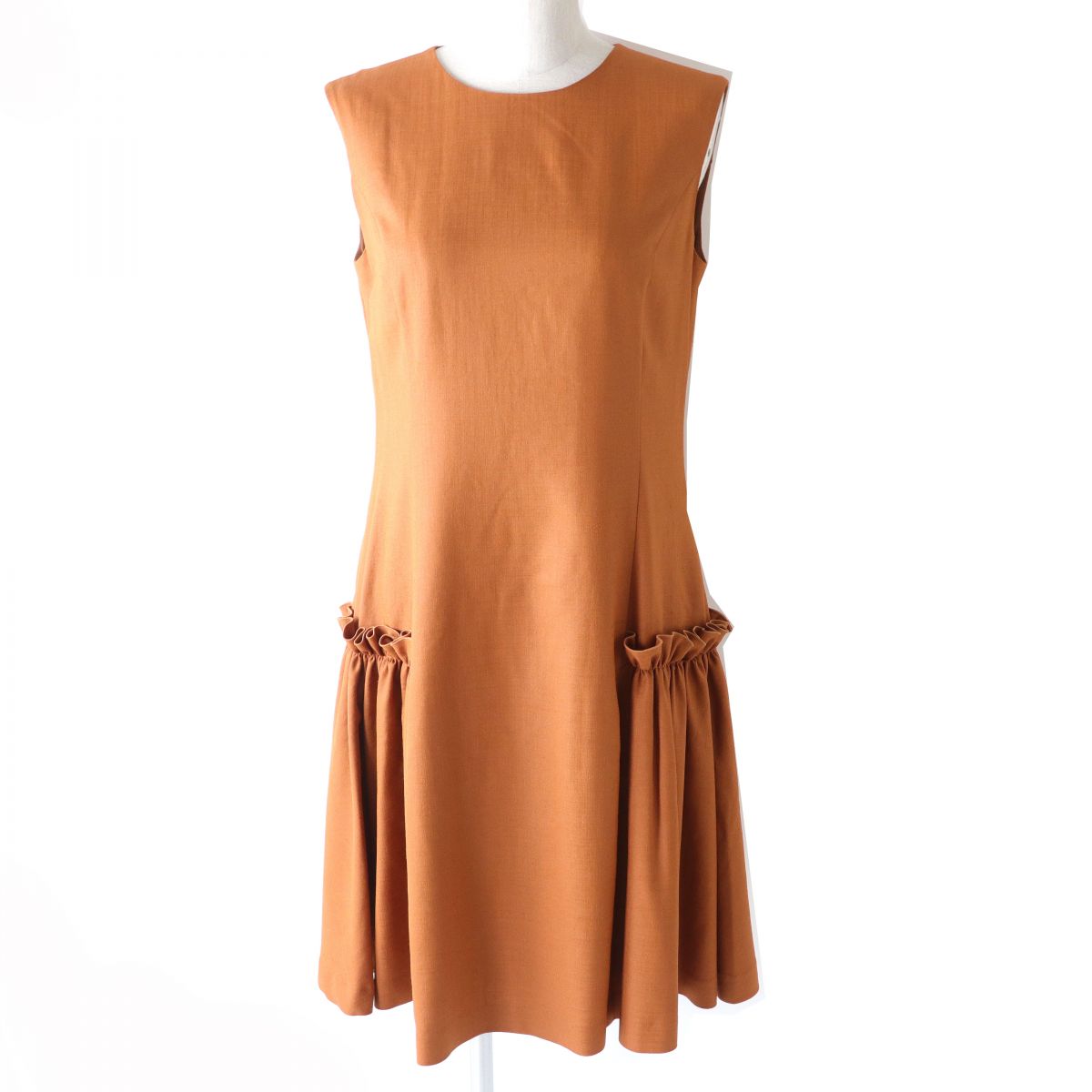 FOXEY NEW YORK Linen Stretch Dress Orange Brown