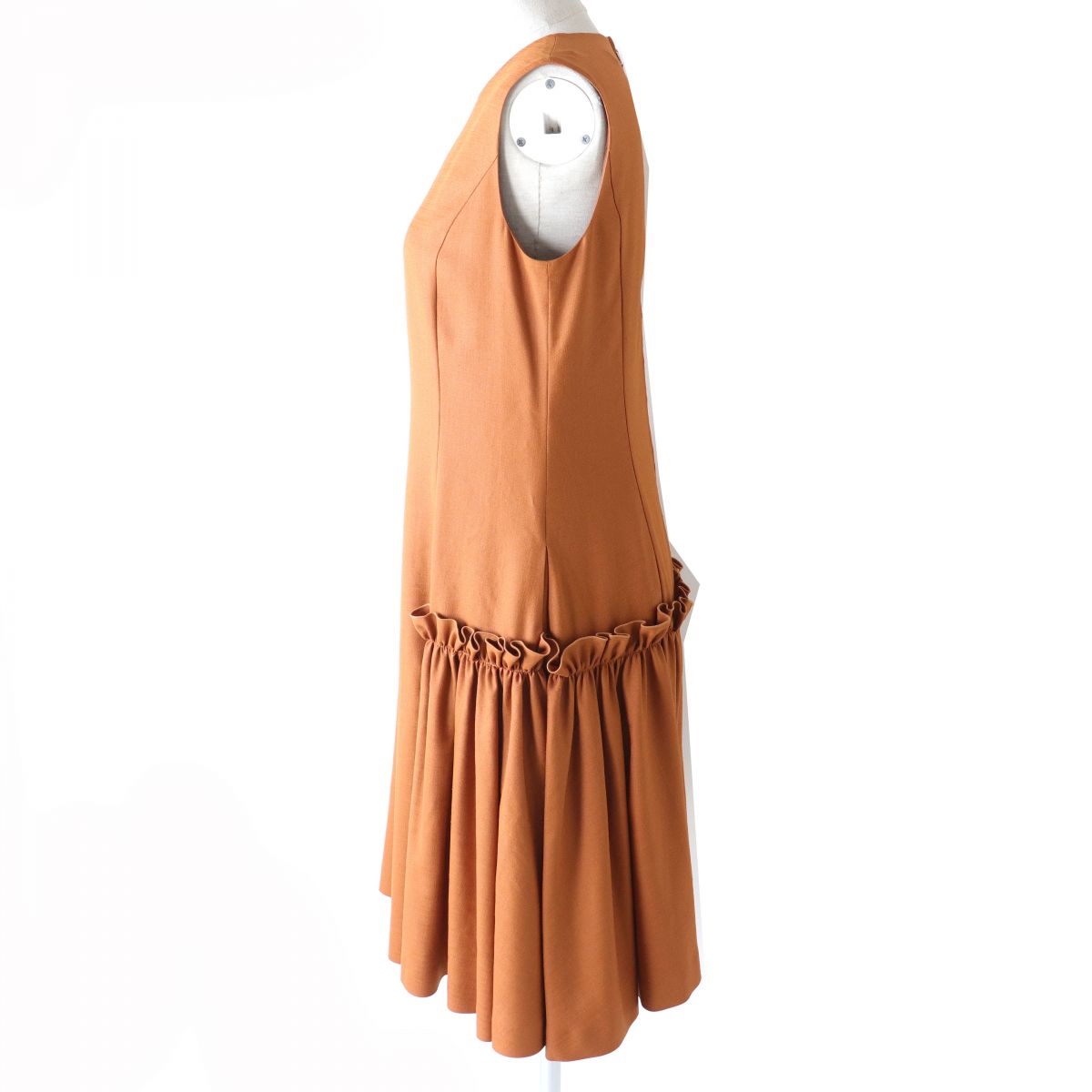 FOXEY NEW YORK Linen Stretch Dress Orange Brown