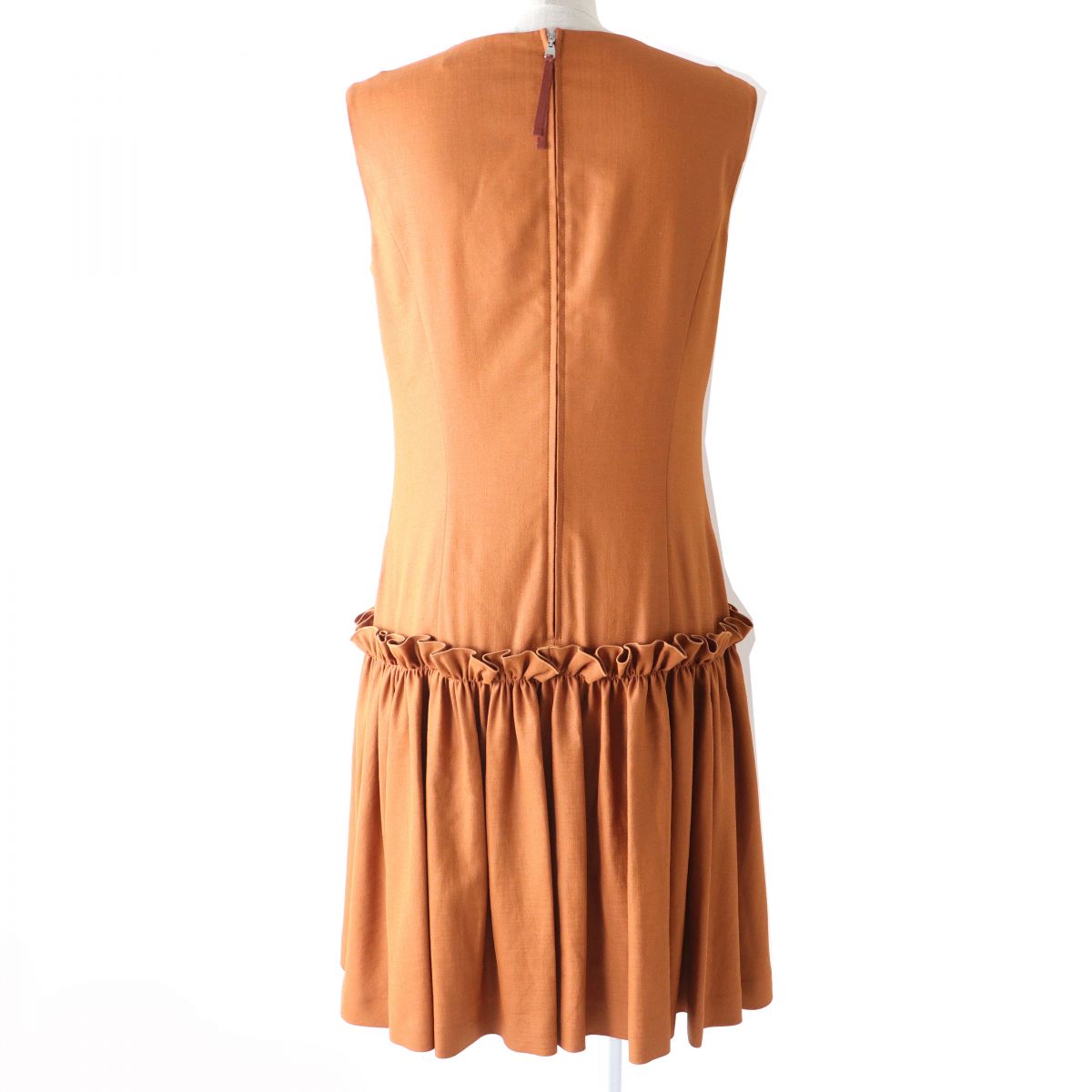 FOXEY NEW YORK Linen Stretch Dress Orange Brown