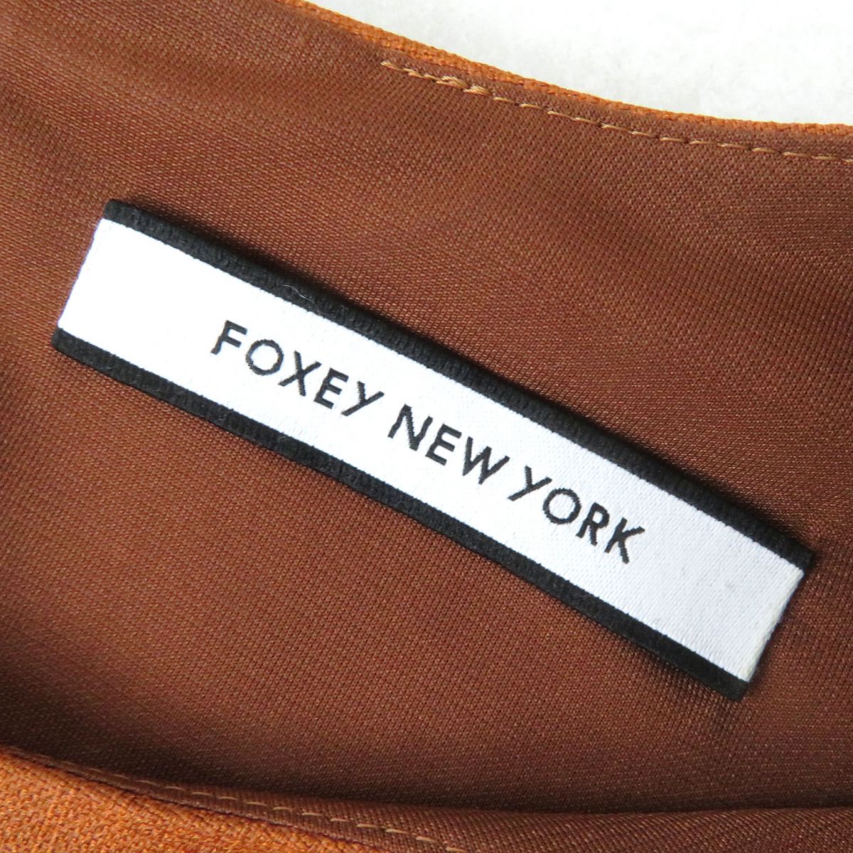 FOXEY NEW YORK Linen Stretch Dress Orange Brown