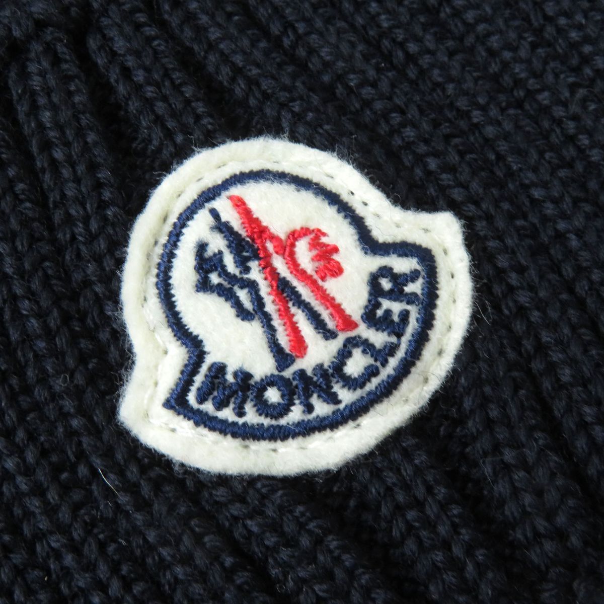 Moncler BERRETTO Fox Fur Knit Hat Navy S