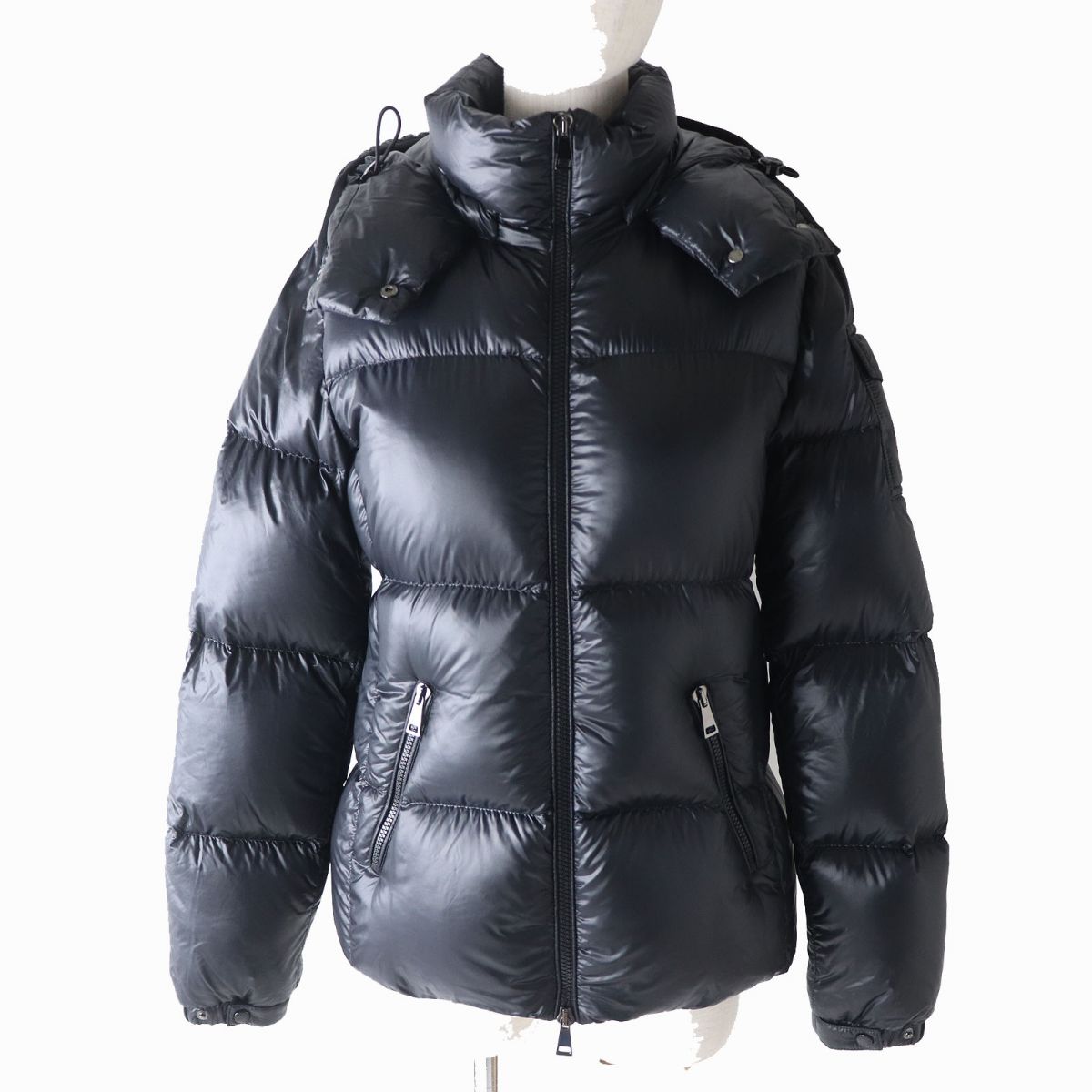 Moncler Fourmine Logo Hooded Down Jacket Black