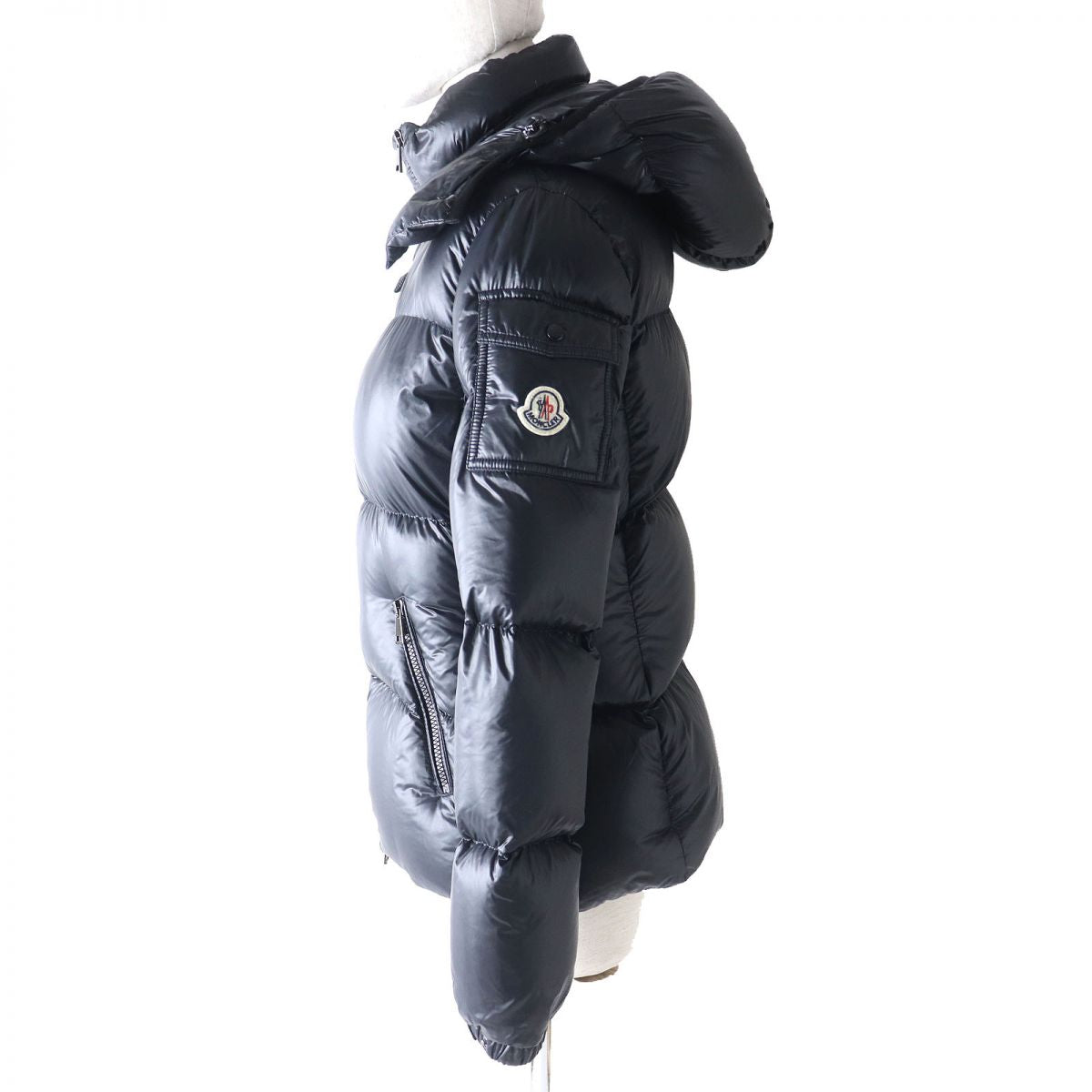 Moncler Fourmine Logo Hooded Down Jacket Black