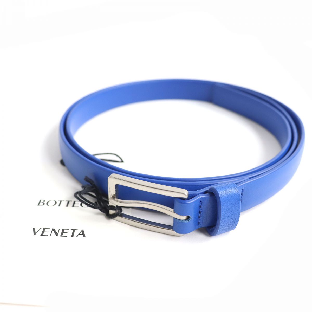 Bottega Veneta Leather Belt Logo Buckle Blue/Silver