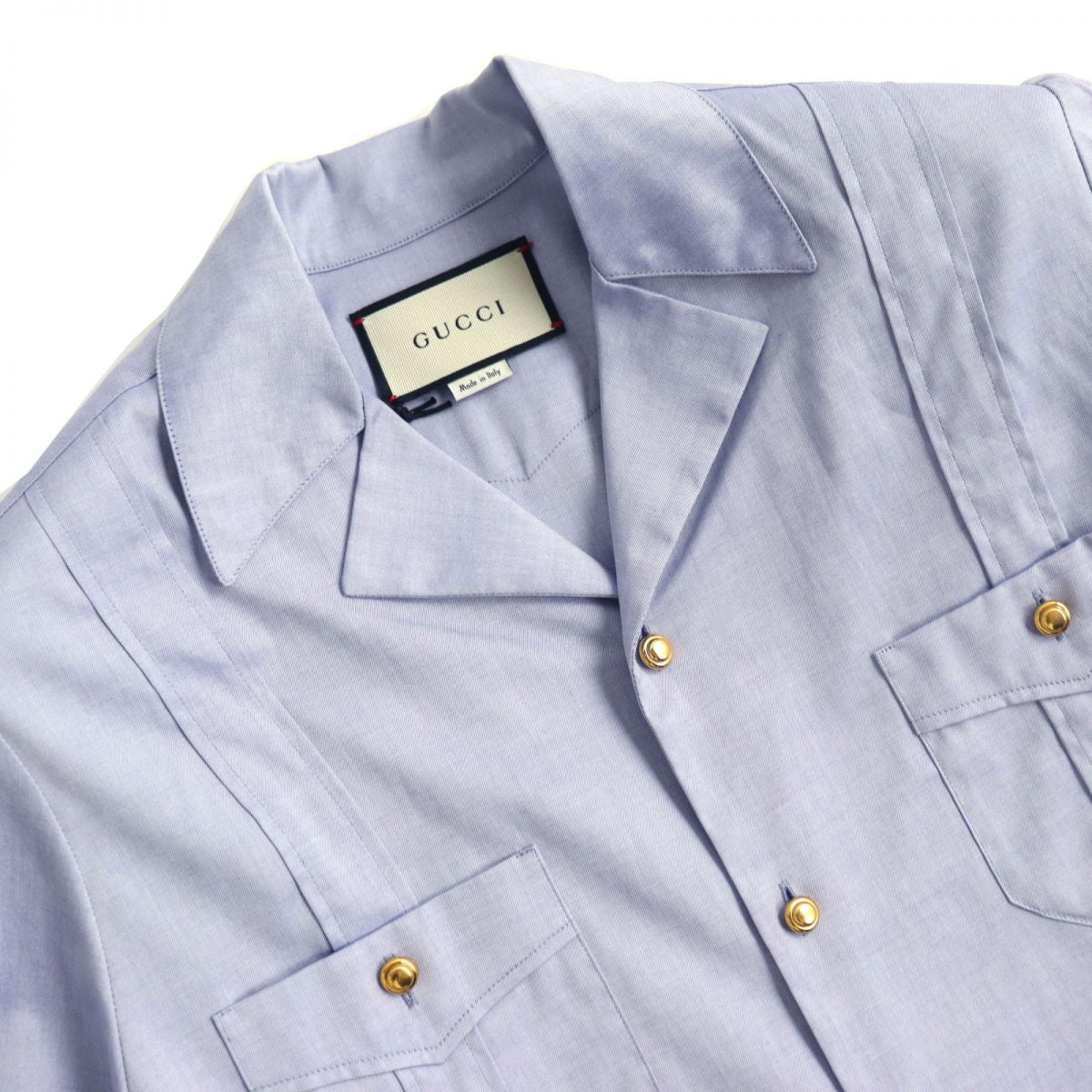 GUCCI Gold Button Cotton Shirt for Men