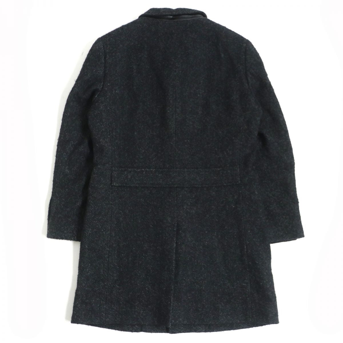 LANVIN en Bleu Wool Tweed Coat Charcoal Gray Men's Size 48