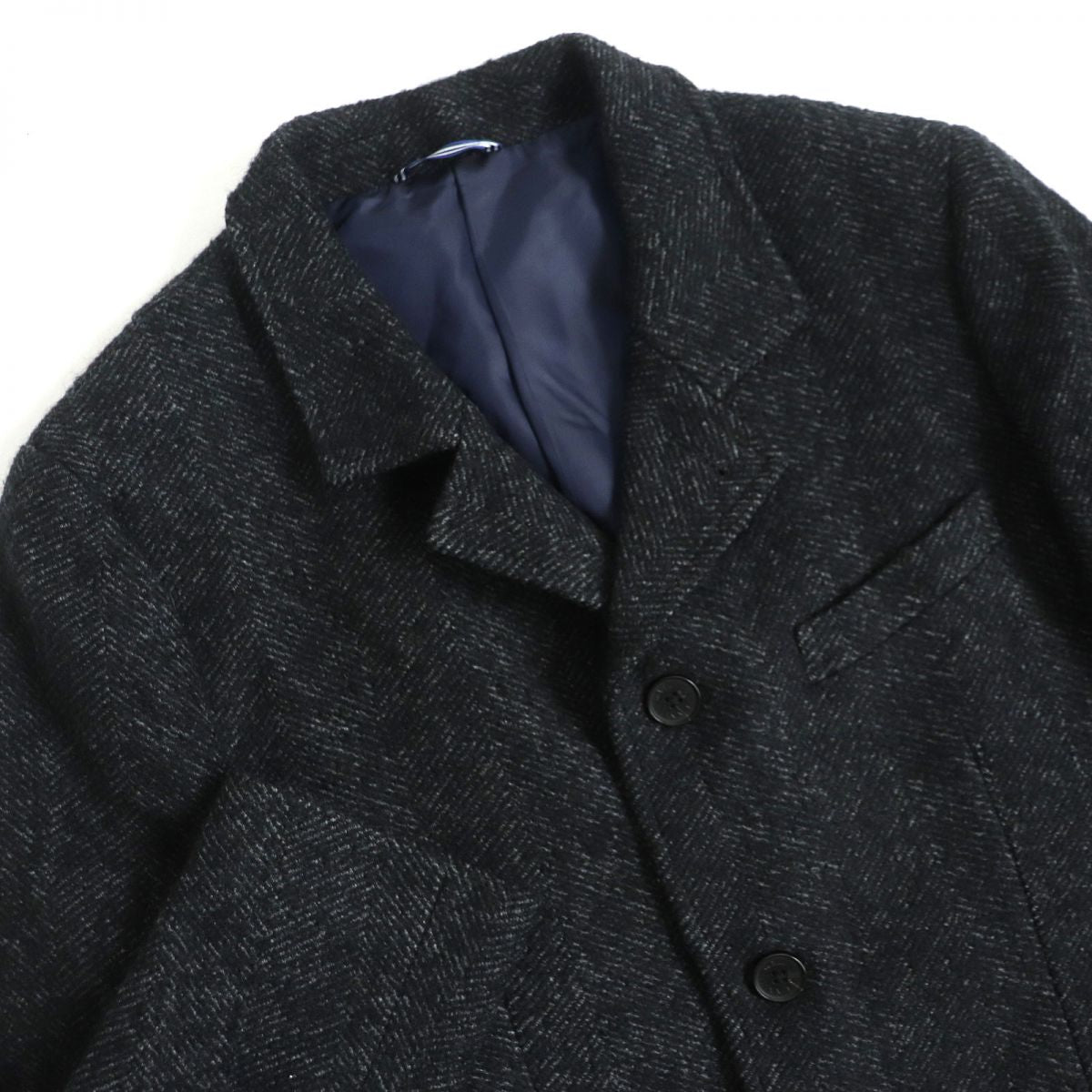 LANVIN en Bleu Wool Tweed Coat Charcoal Gray Men's Size 48