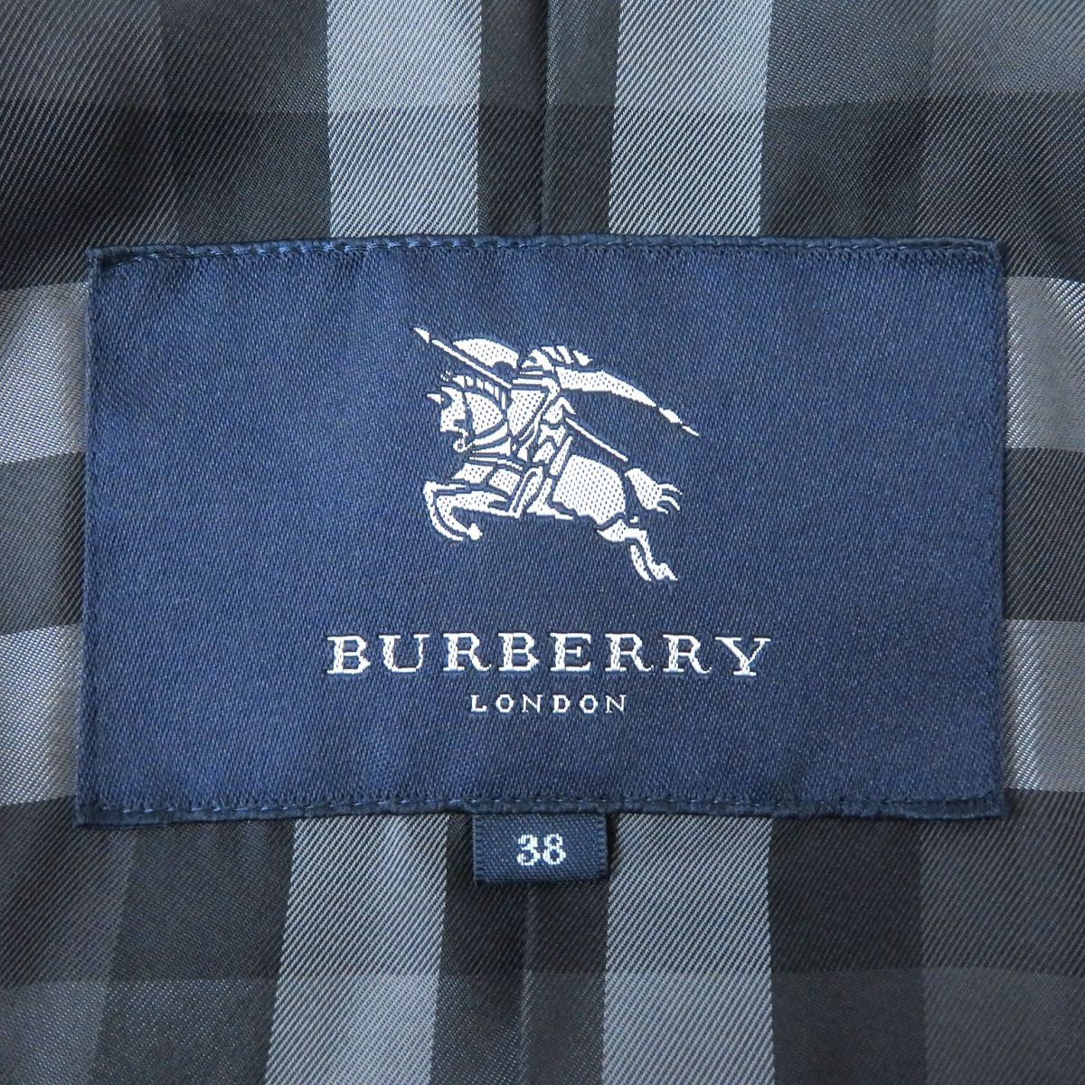 Burberry Women's Belted Check Long Down Coat Navy 38