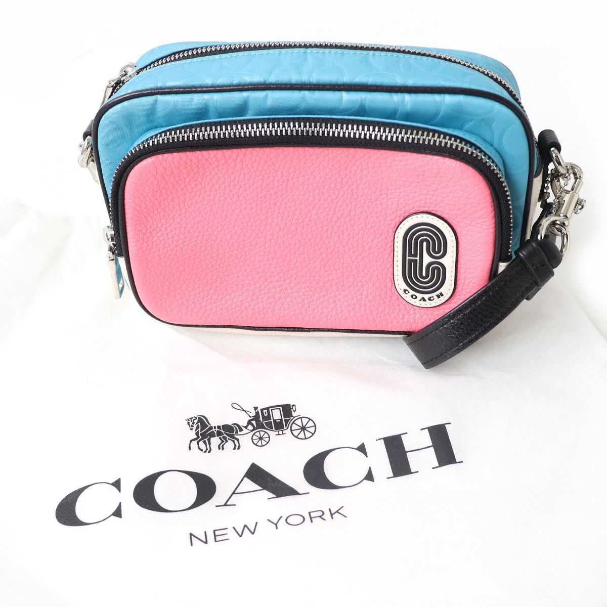 COACH Signature Leather Nylon Crossbody Bag