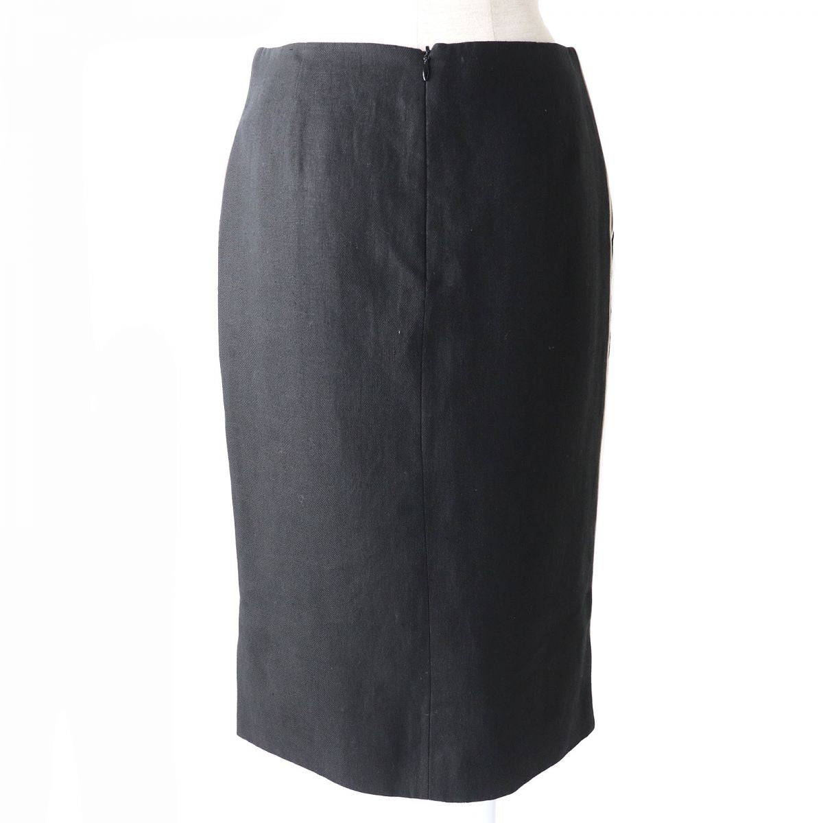 Hermes Women's Silk Linen Tight Skirt Black