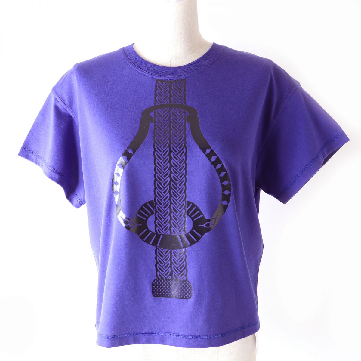 HERMES Cotton Short Sleeve T-shirt Purple Blue