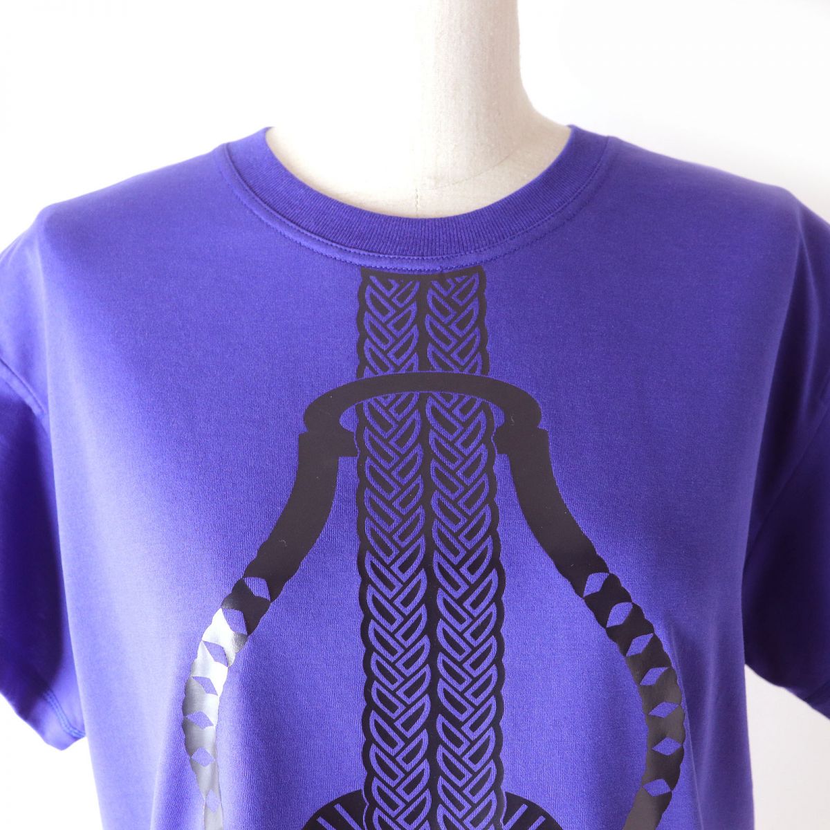 HERMES Cotton Short Sleeve T-shirt Purple Blue