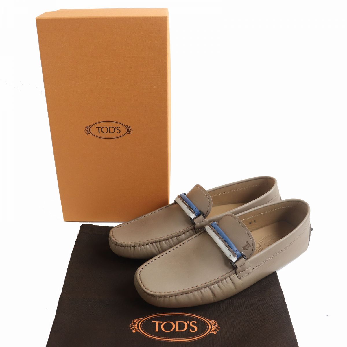 Tod's Logo Striped Leather Driving Shoes 8A