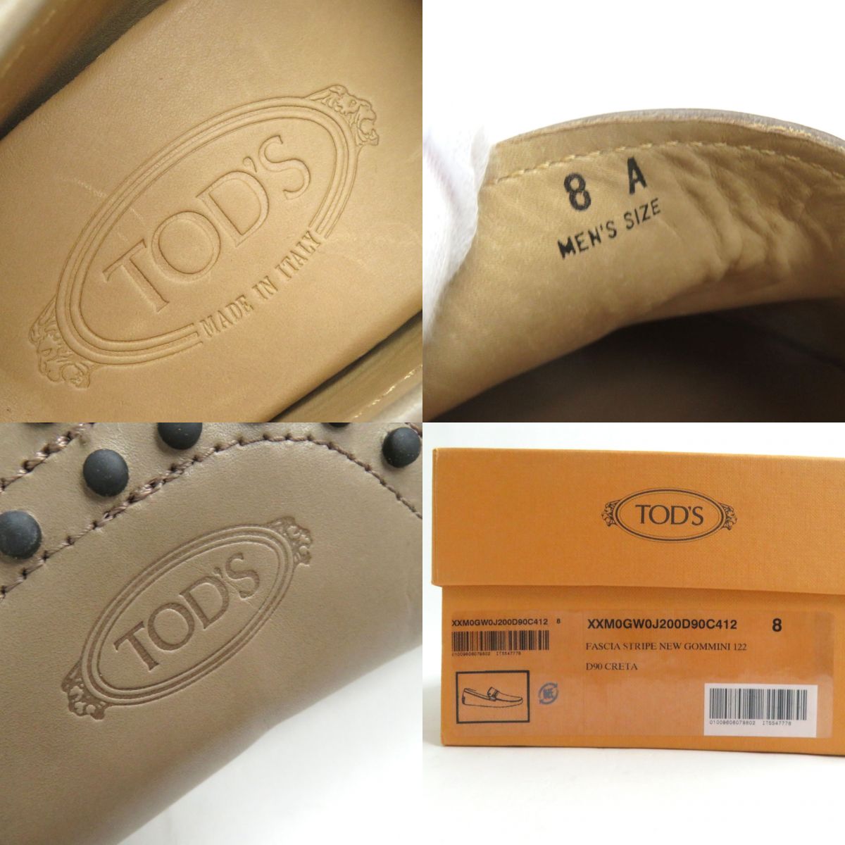 Tod's Logo Striped Leather Driving Shoes 8A