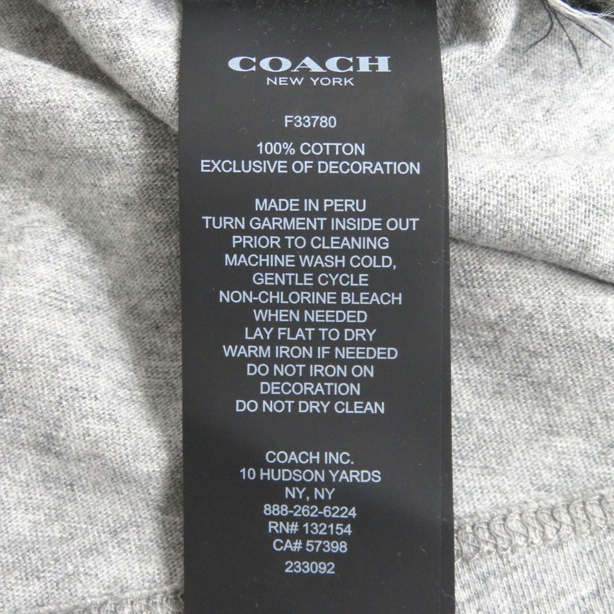 COACH F33780 Signature Logo T-Shirt Men's Gray S