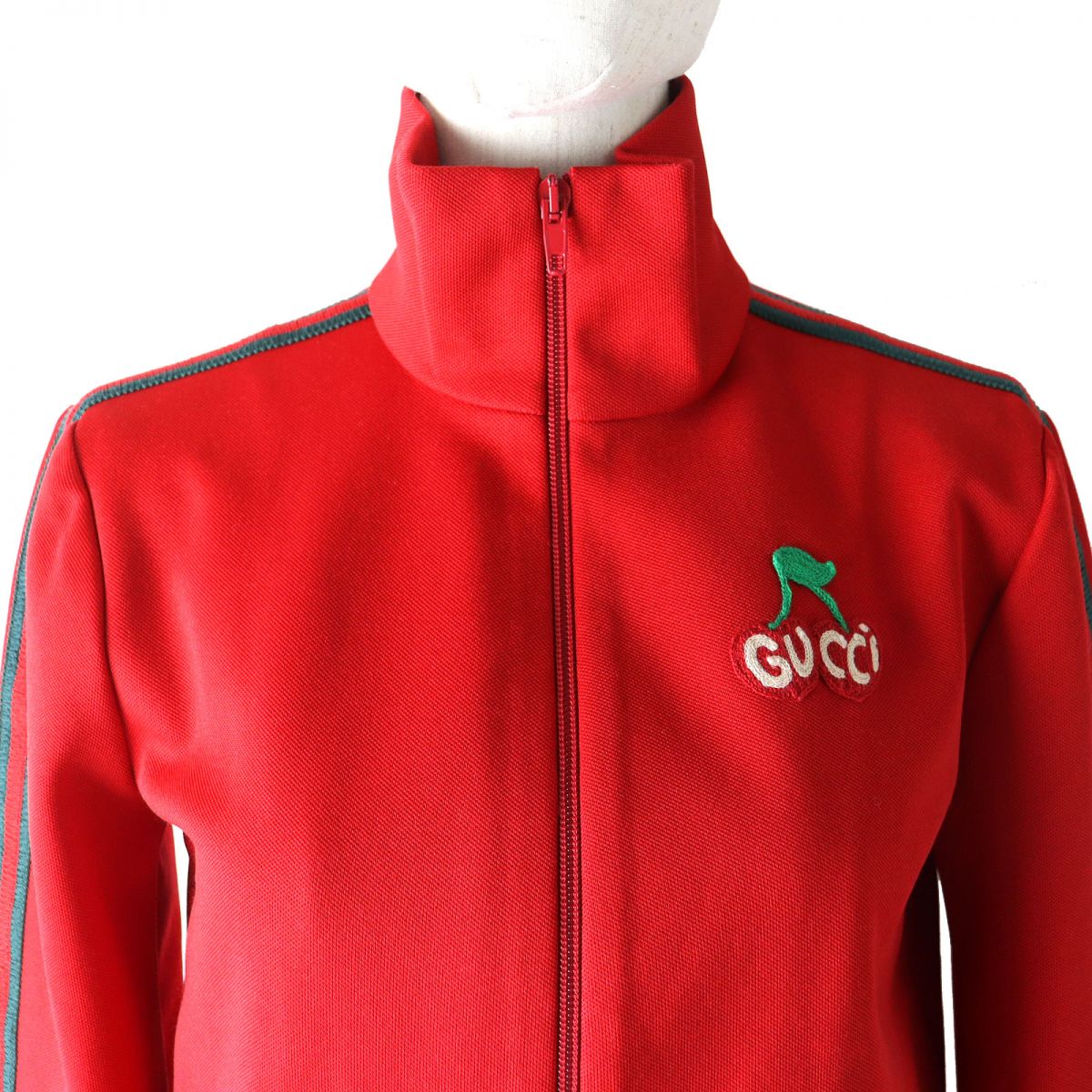 GUCCI Cherry Pique Track Jacket Women's XS Red Green