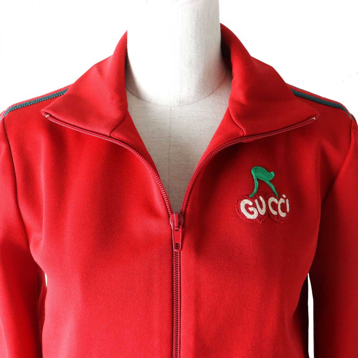 GUCCI Cherry Pique Track Jacket Women's XS Red Green