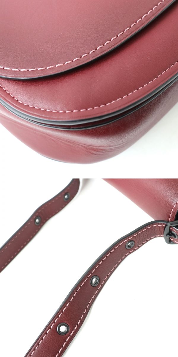 COACH Glove Leather Flap Shoulder Bag Bordeaux