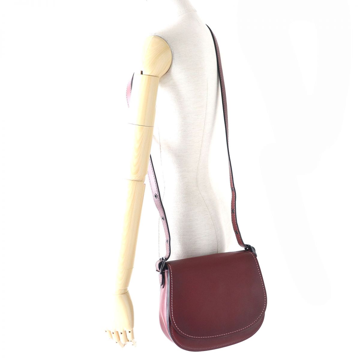 COACH Glove Leather Flap Shoulder Bag Bordeaux