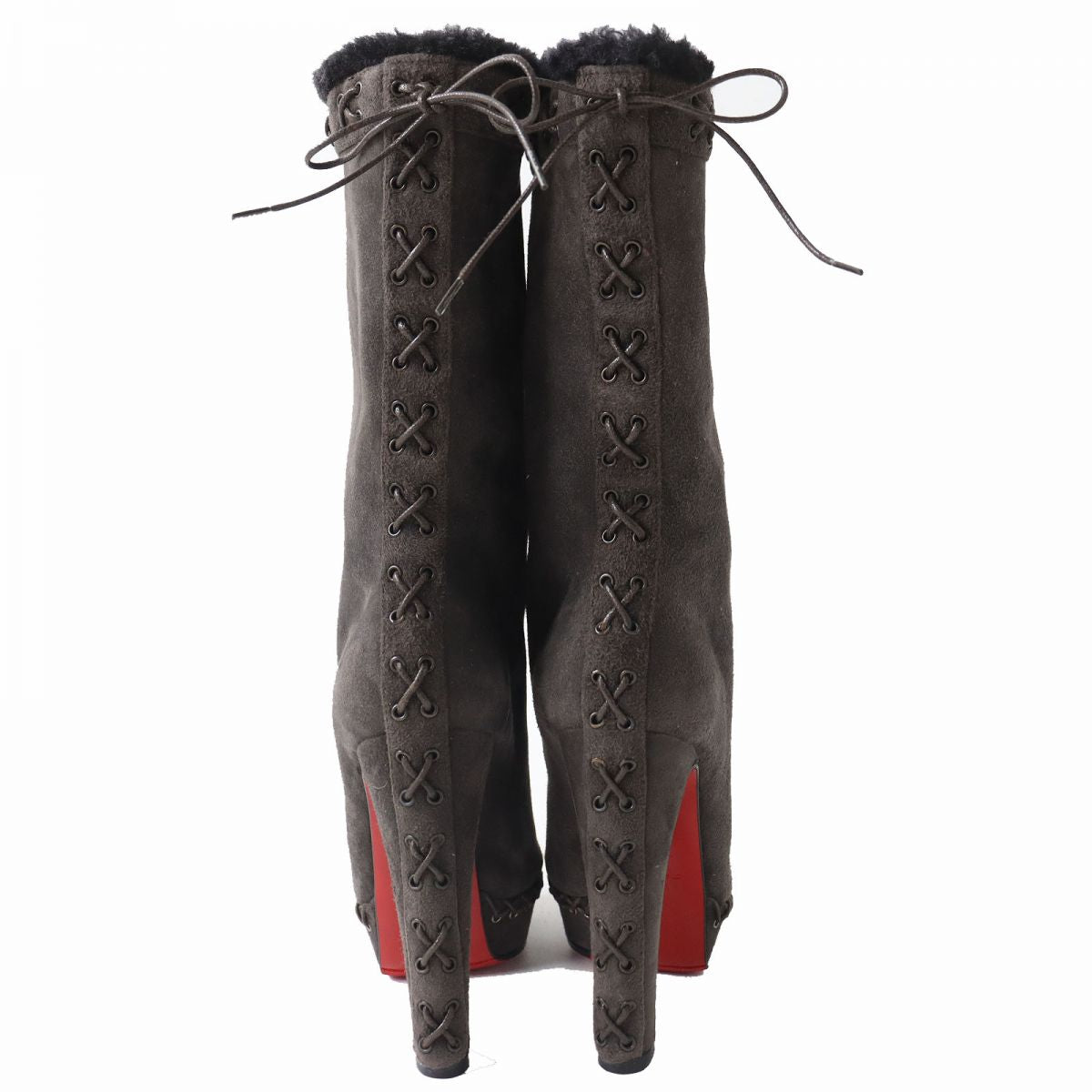 Christian Louboutin Suede Leather Boots Dark Brown