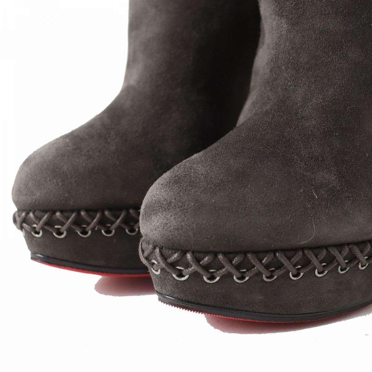 Christian Louboutin Suede Leather Boots Dark Brown