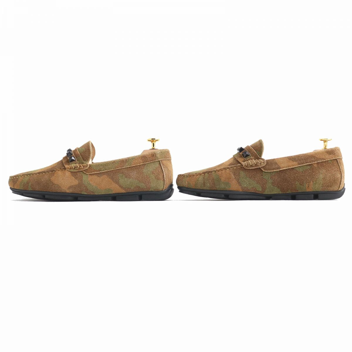 Valentino Camouflage Suede Driving Shoes Brown