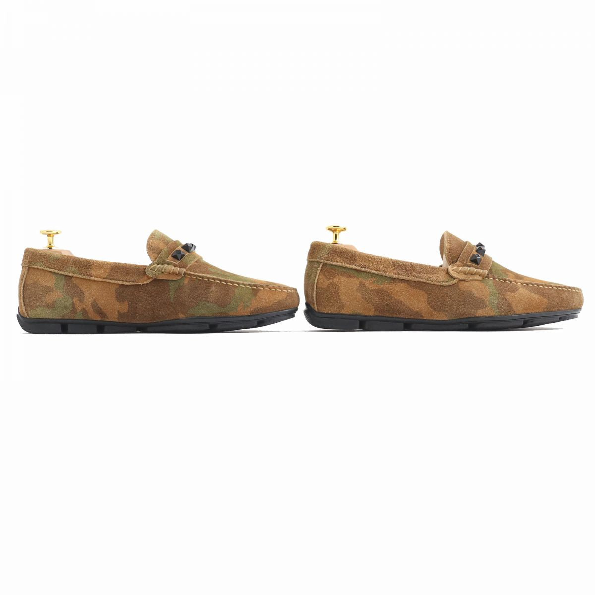 Valentino Camouflage Suede Driving Shoes Brown