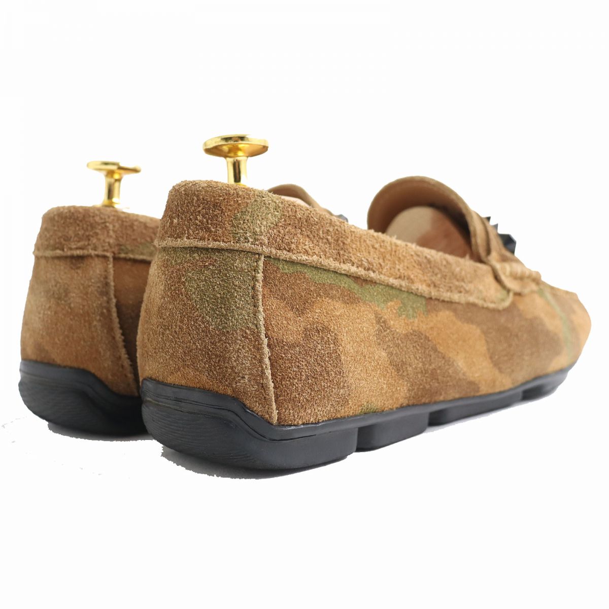 Valentino Camouflage Suede Driving Shoes Brown