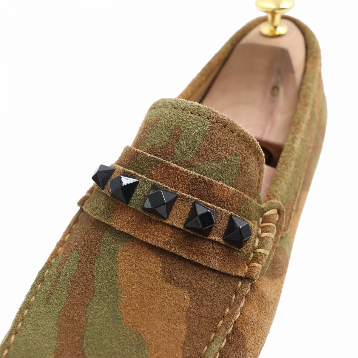 Valentino Camouflage Suede Driving Shoes Brown