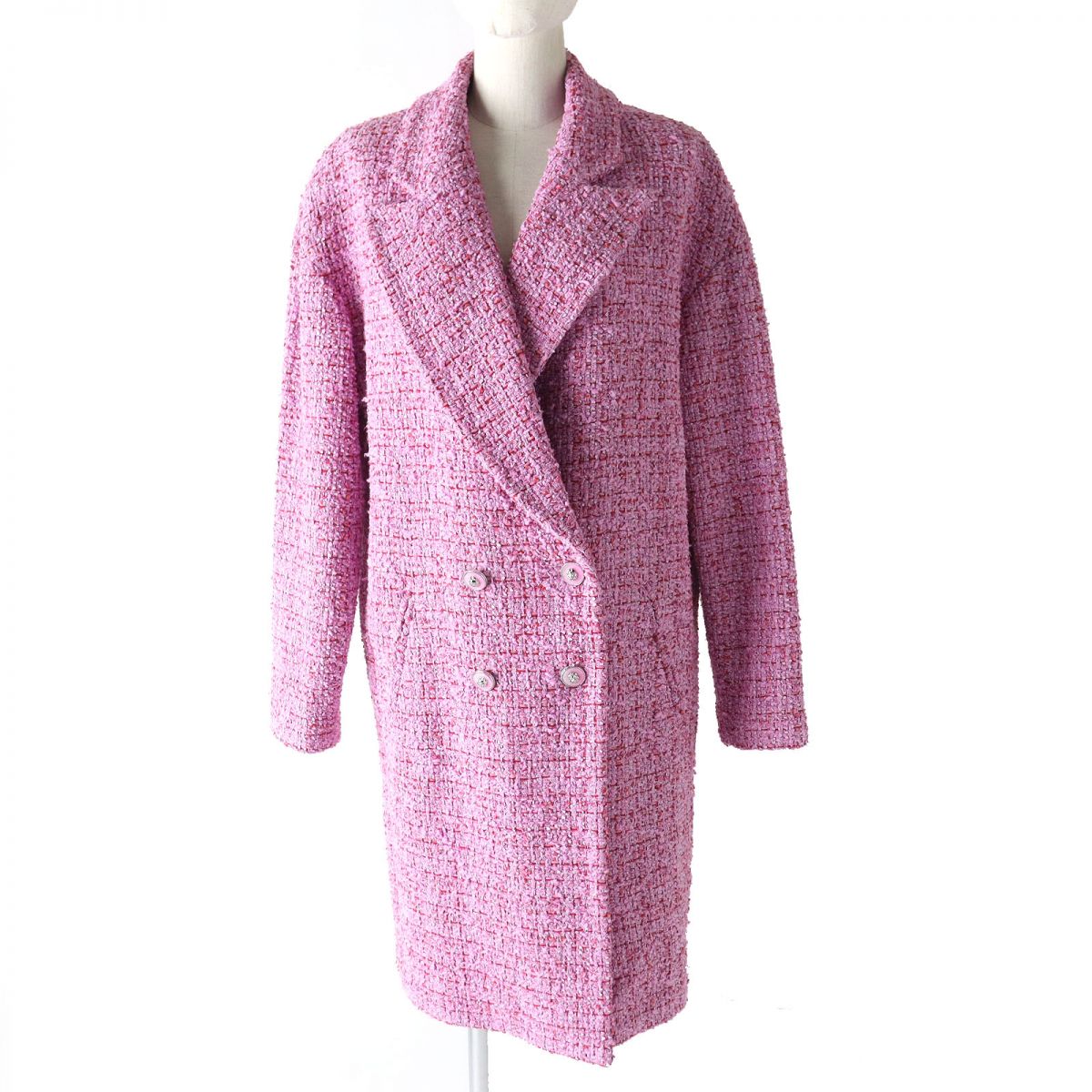 Chanel Tweed Coat Pink Size 36