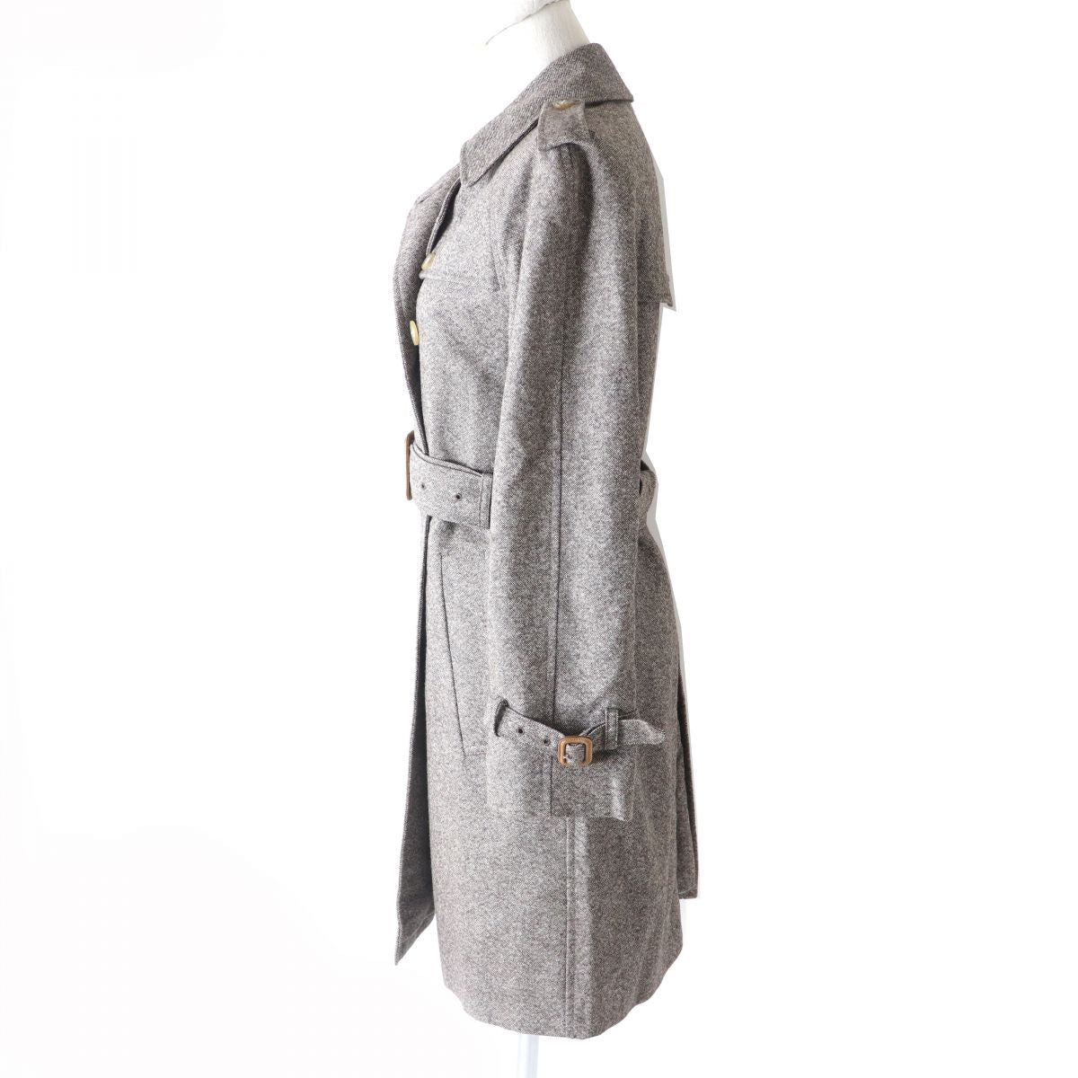 Mackintosh Wool Tweed Trench Coat Brown