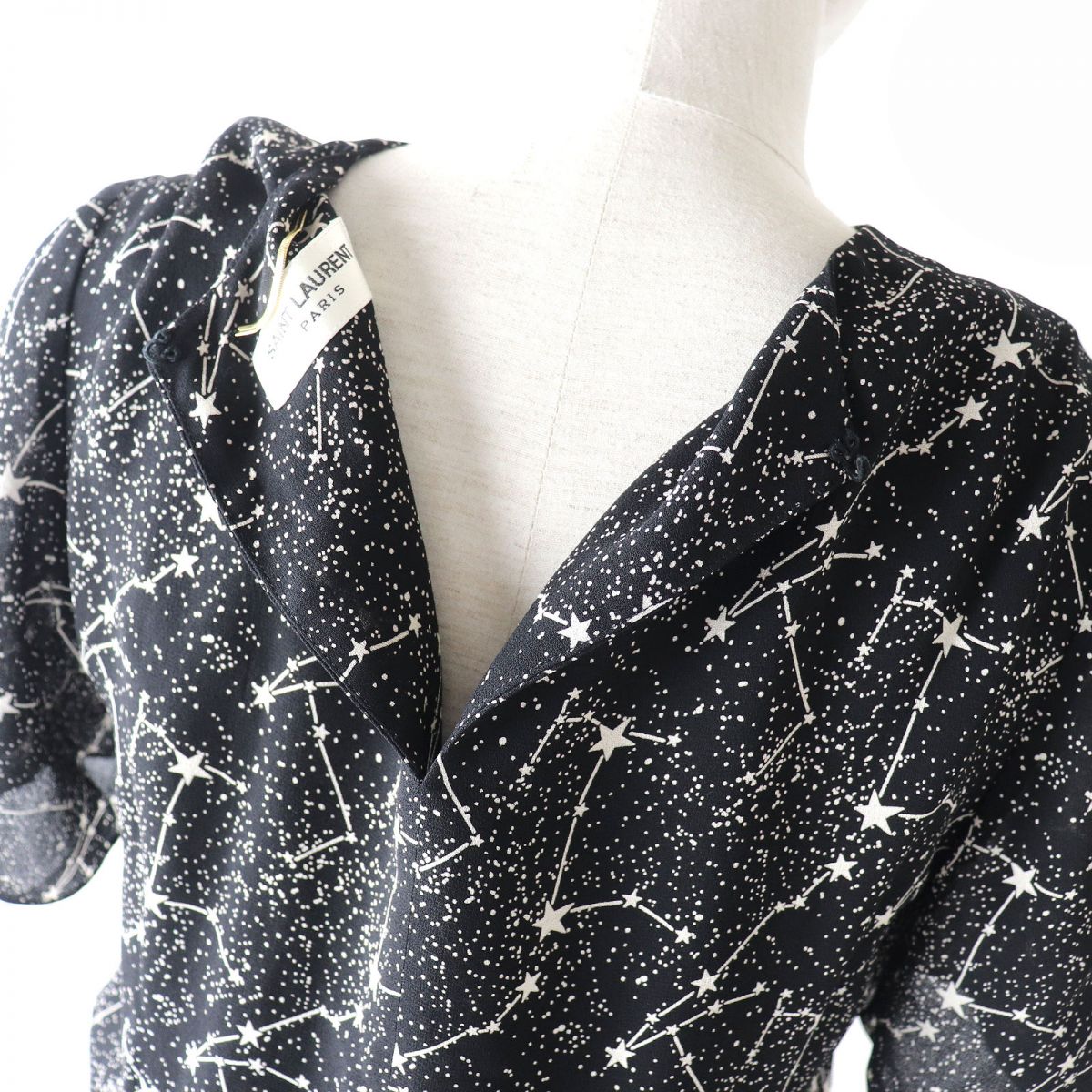 Saint Laurent Star Pattern Dress Black Beige