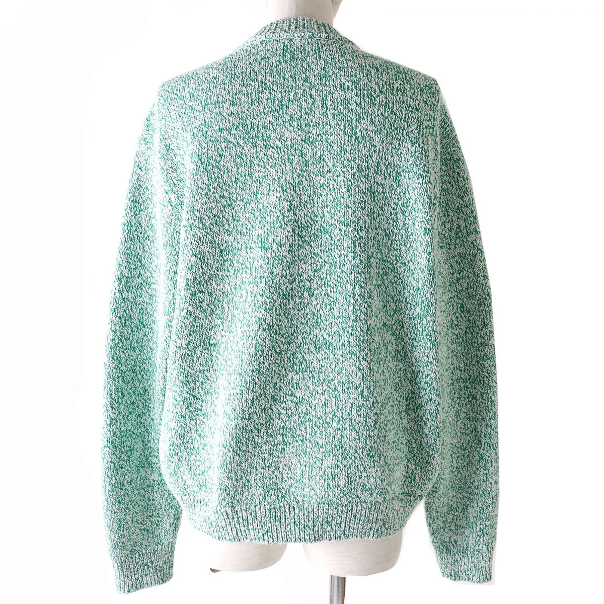 Balenciaga Melange Cotton Mix Knit Sweater Green S