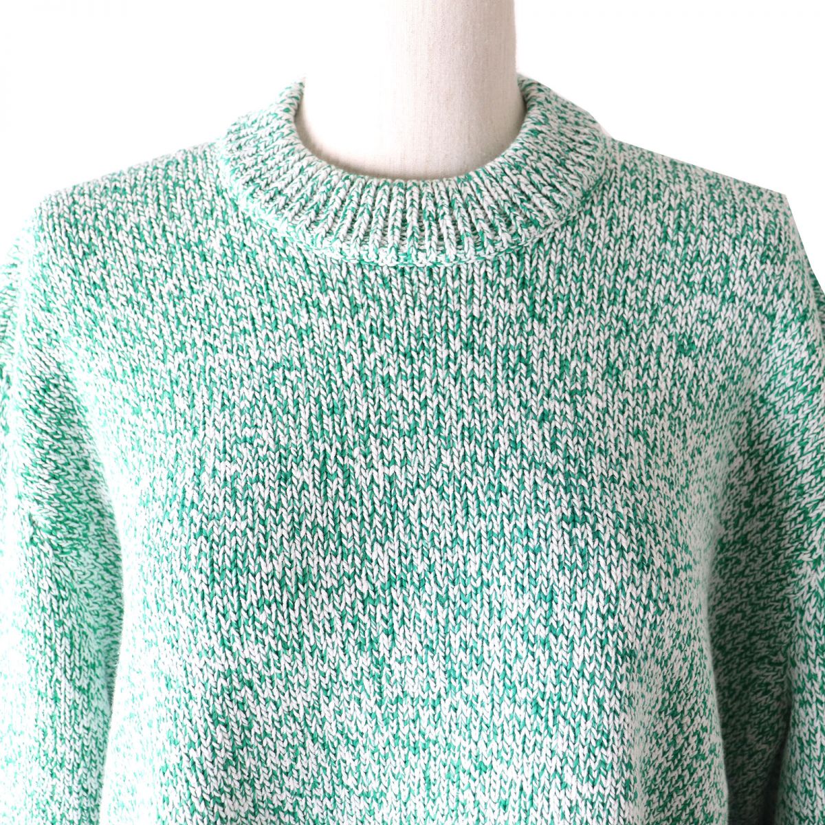 Balenciaga Melange Cotton Mix Knit Sweater Green S