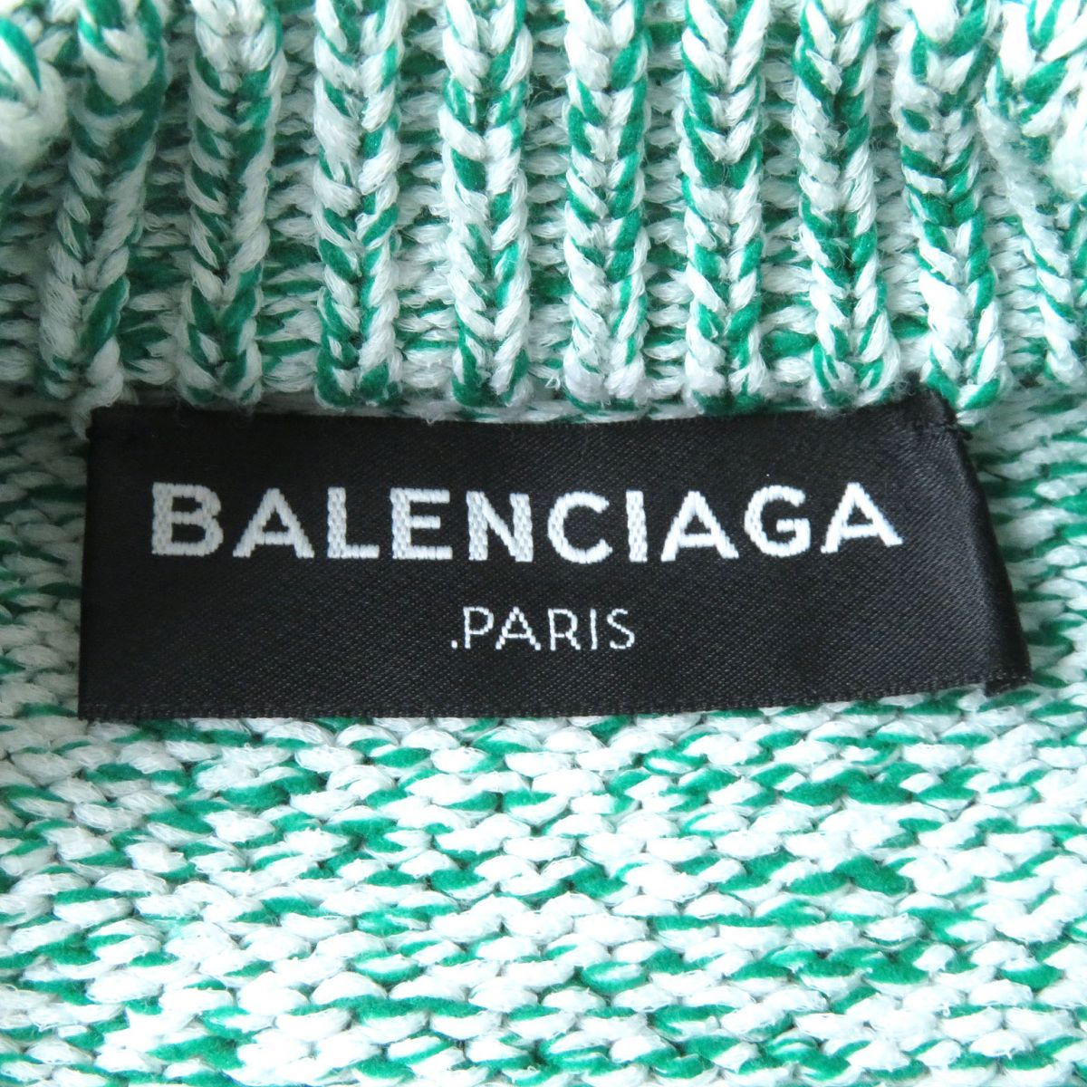 Balenciaga Melange Cotton Mix Knit Sweater Green S