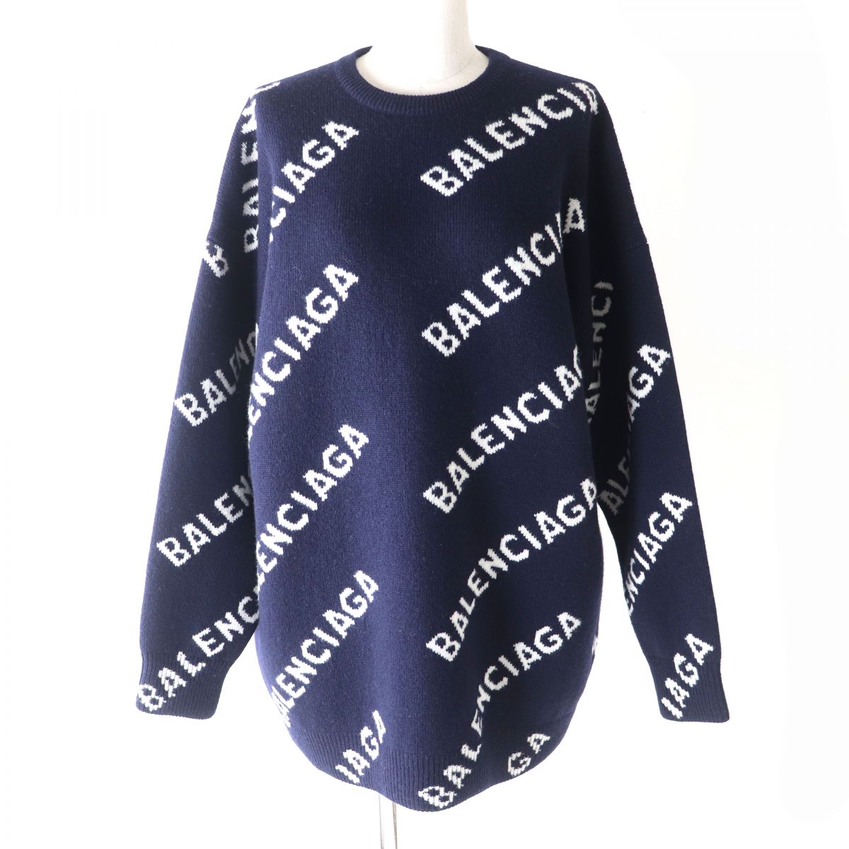 Balenciaga Logo Knit Sweater Navy M