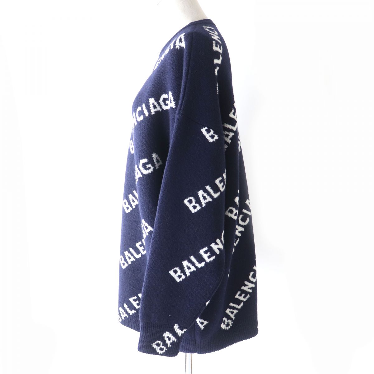 Balenciaga Logo Knit Sweater Navy M