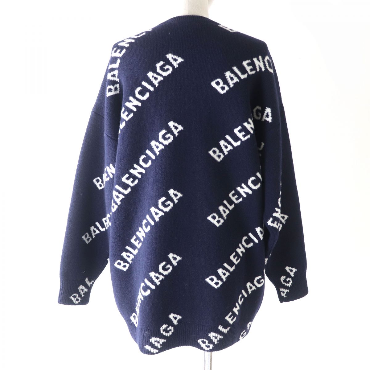 Balenciaga Logo Knit Sweater Navy M