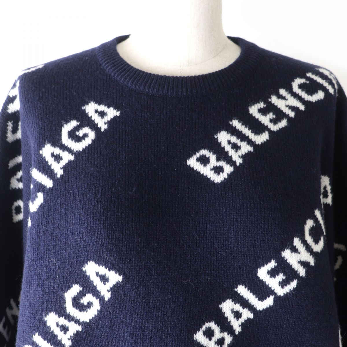 Balenciaga Logo Knit Sweater Navy M