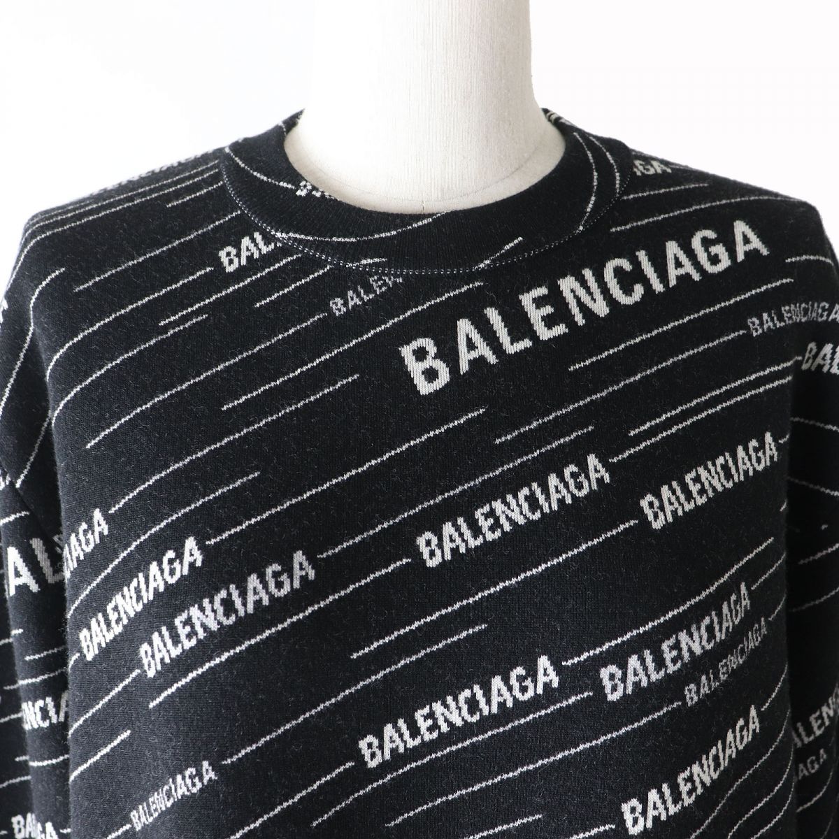 Balenciaga Jacquard Logo Knit Sweater XS