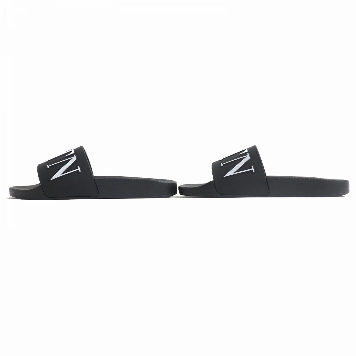 Valentino VLTN Logo Slide Sandals Black White